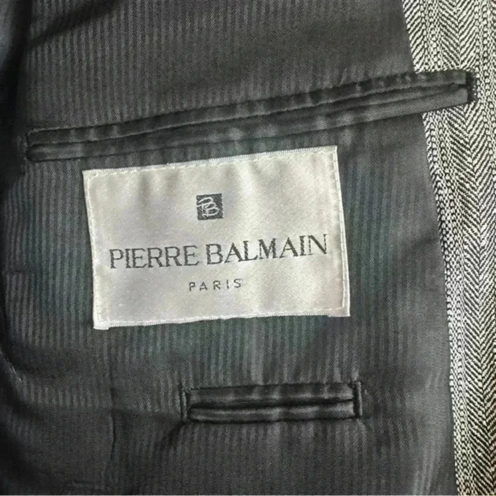 Pierre Balmain‎ Paris Silk Wool Blazer Mens 44R Brown Tweed Suit Jacket Formal